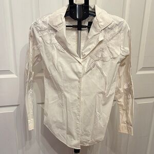 Chic Cream Floral Women's Button Down Shirt